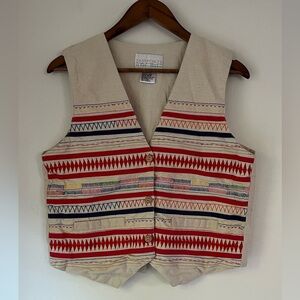 2/$20 Vintage Passports Pier 1 Imports vest embroidered button cotton large boho